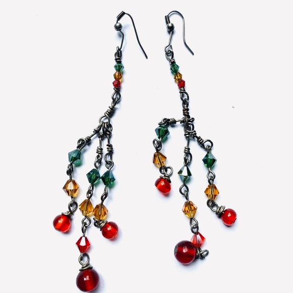 Rasta Earrings! 3 Inch Long chandelier. Handmade. - Picture 1 of 1